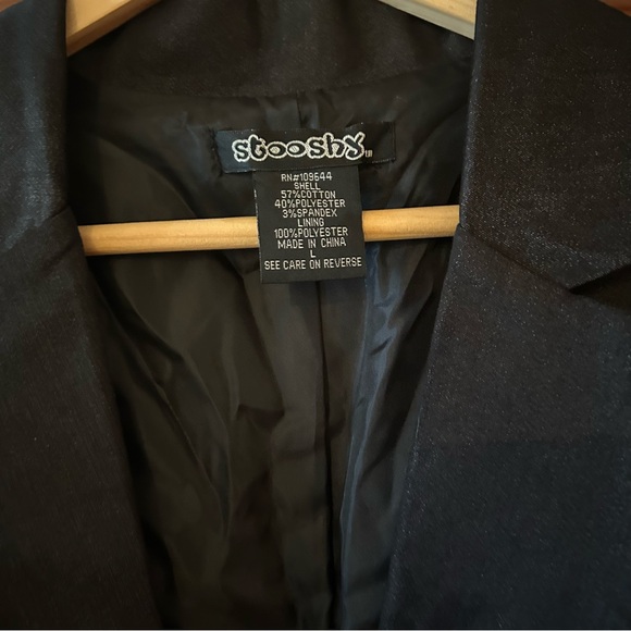 Stooshy black denim short sleeve casual blazer with pocket detail. Size Large - Picture 2 of 4